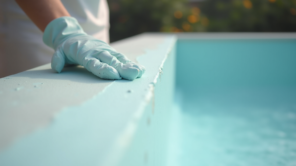 Close-up view of smooth pool plaster surface being applied