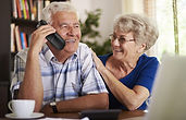 Couple laughing on phone