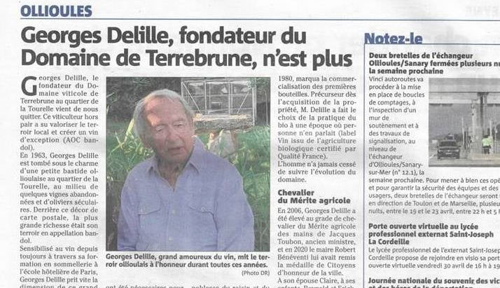 Le dèces de Georges Delille Fondateur du Domaine de Terrebrune !