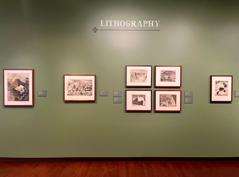 Each printmaking method has it's own section where you can explore that process and the different ways artists used it to portray images of the Southwest