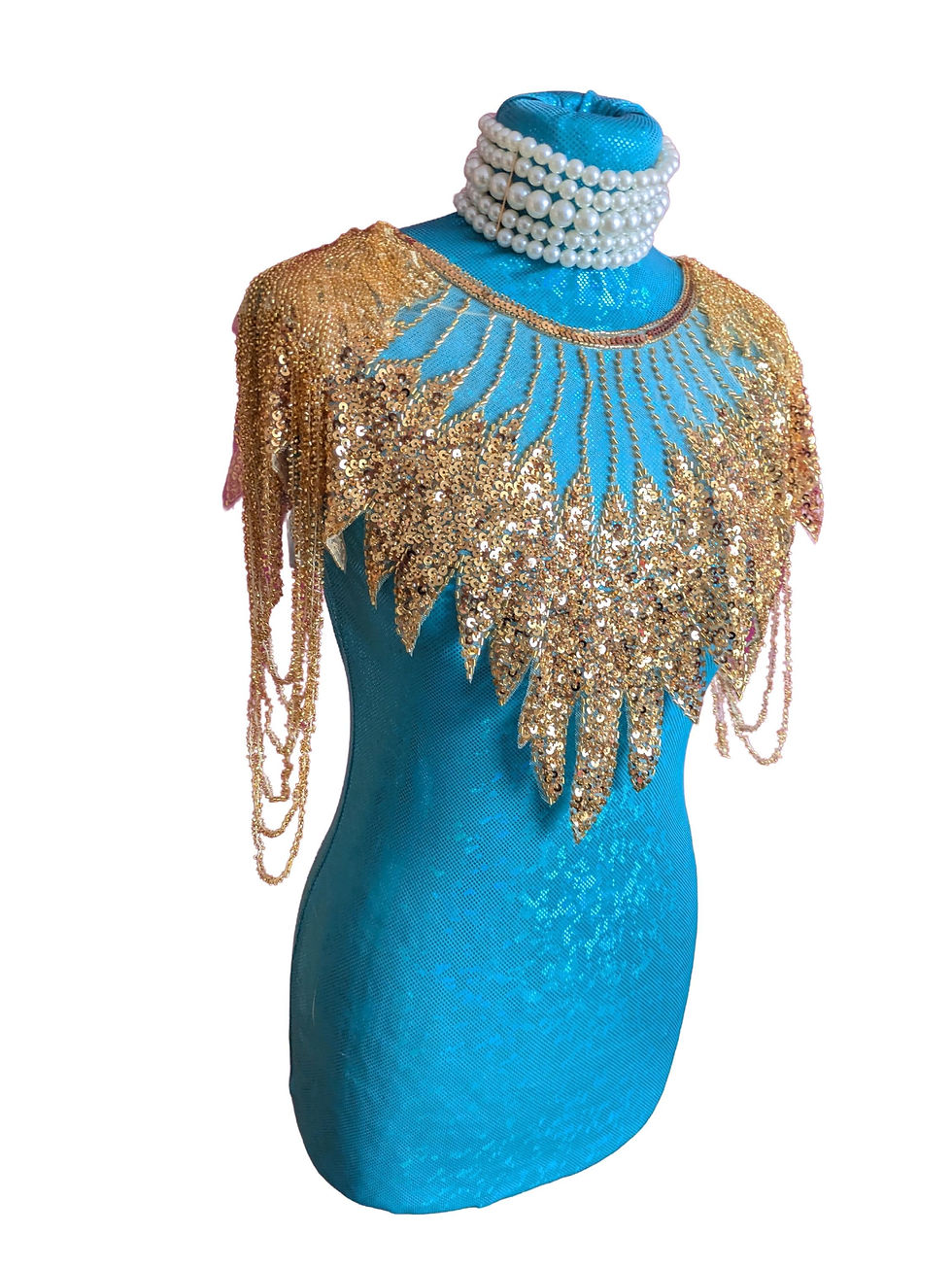 Glass Bead & Sequin Top with Swag Epaulettes