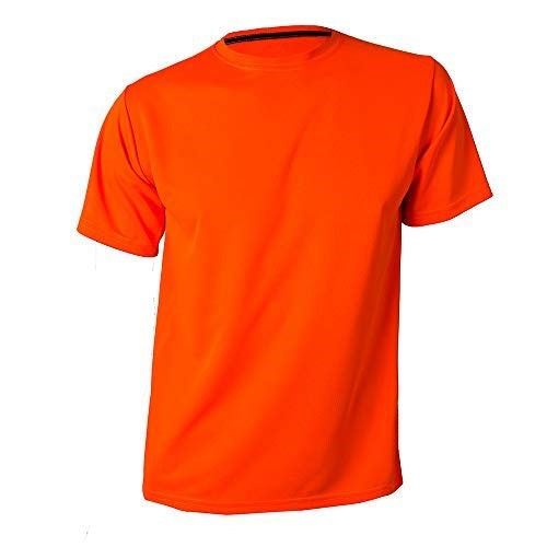 C CHILIAN Playera Hombre para Entrenamiento Deportivo (Naranja Neon, Mediana)