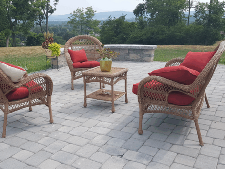 Hardscaping | Patio, Fire Pit, Lighting, Outdoor Kitchens | Techo-Bloc Pavers, Stones, Grill