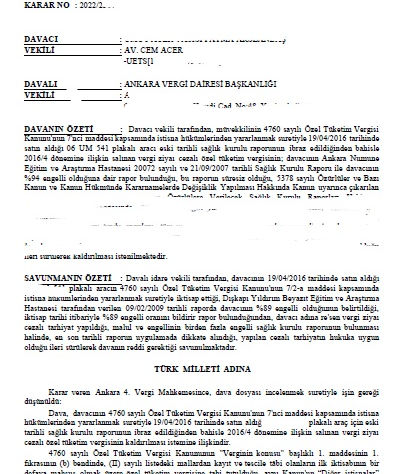 ENGELLİLERİN ARAÇ ALIMINDA SAĞLIK RAPORU SEBEBİYLE ÖTV VE MTV MAĞDURİYETİYAŞAMASI ÇÖZÜMSÜZ DEĞİL