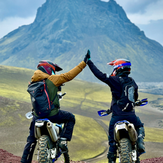 Happy bikers riding with Arctic Trailblazers