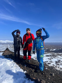 Happy customers of Arctic Trailblazers on snowbikes