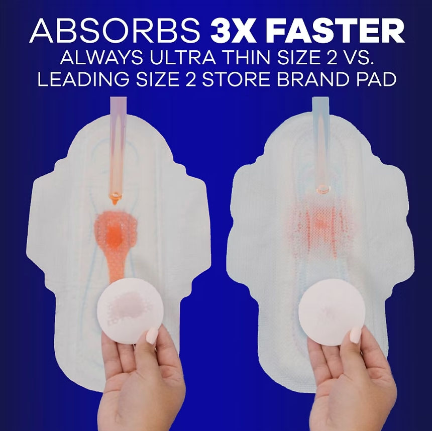 Thumbnail: Always Ultra Thin Overnight Feminine Pads with Wings for Women, Size 5, Extra He