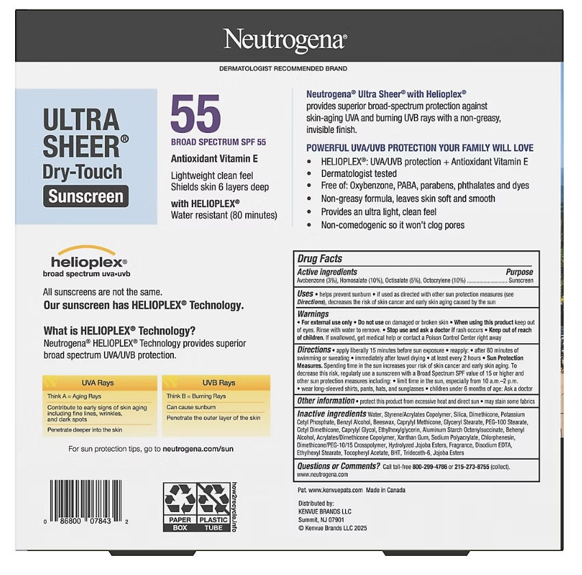 Thumbnail: Neutrogena Ultra Sheer Dry-Touch SPF 55 Sunscreen Lotion Broad Spectrum, 3 pk./3