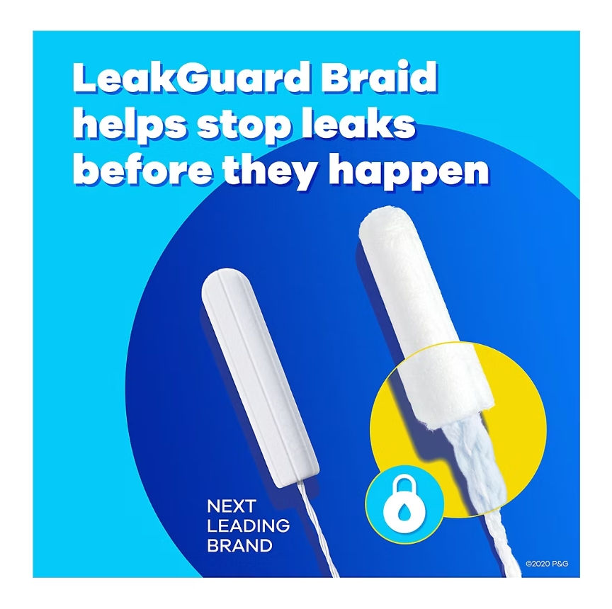 Thumbnail: Tampax Pearl Tampons, with LeakGuard Braid, Super Absorbency, Unscented, 96 ct.