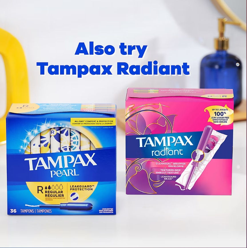 Thumbnail: Tampax Pearl Tampons, with LeakGuard Braid, Super Absorbency, Unscented, 96 ct.