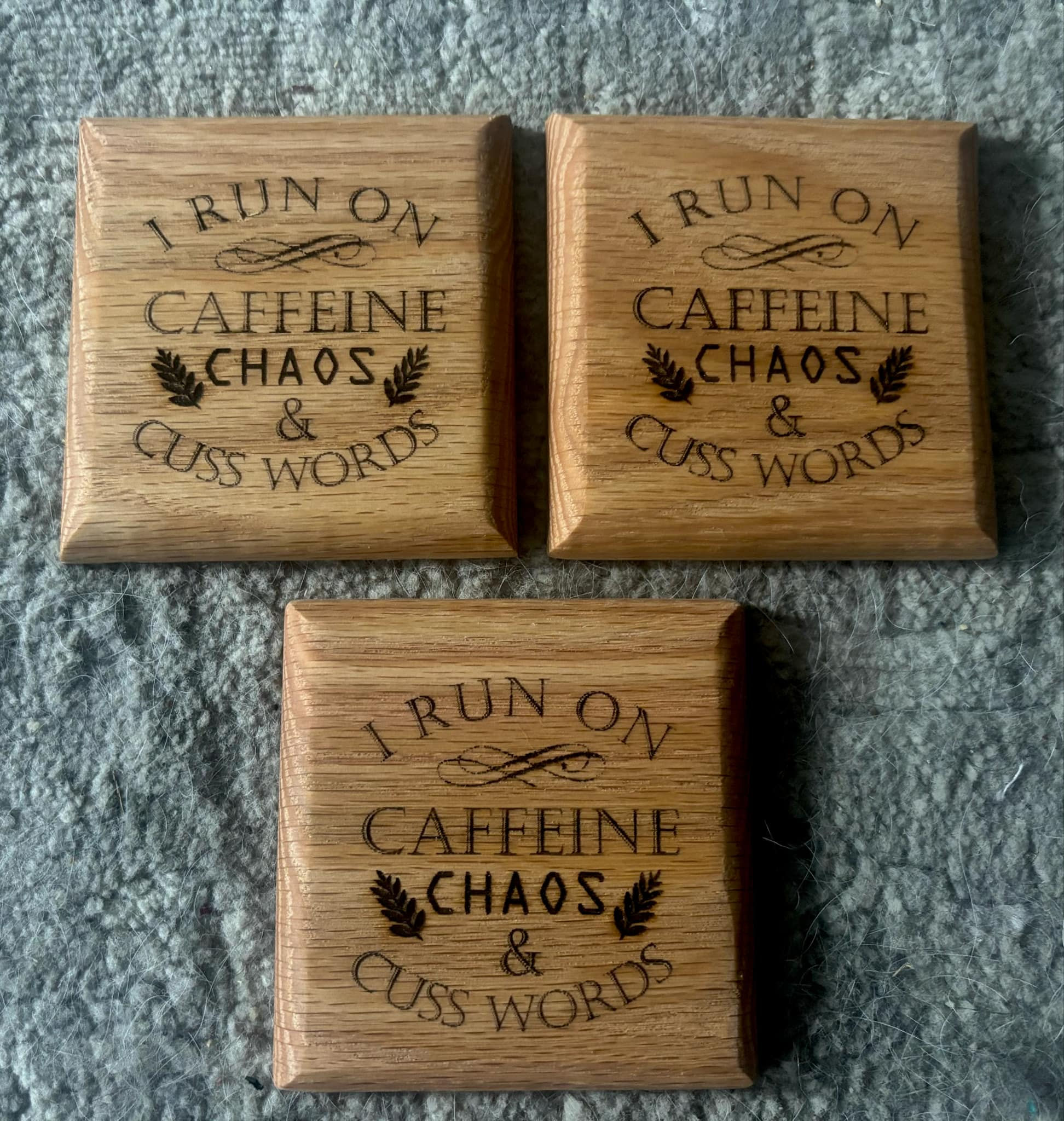 I run on caffeine & cuss words (set of 3)