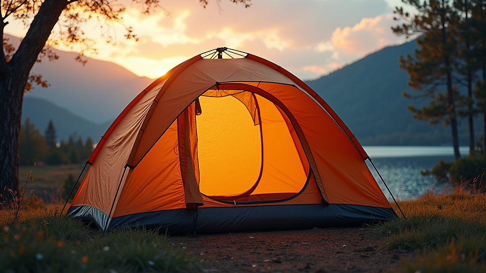 High angle view of an inflatable tent set up at a camping site