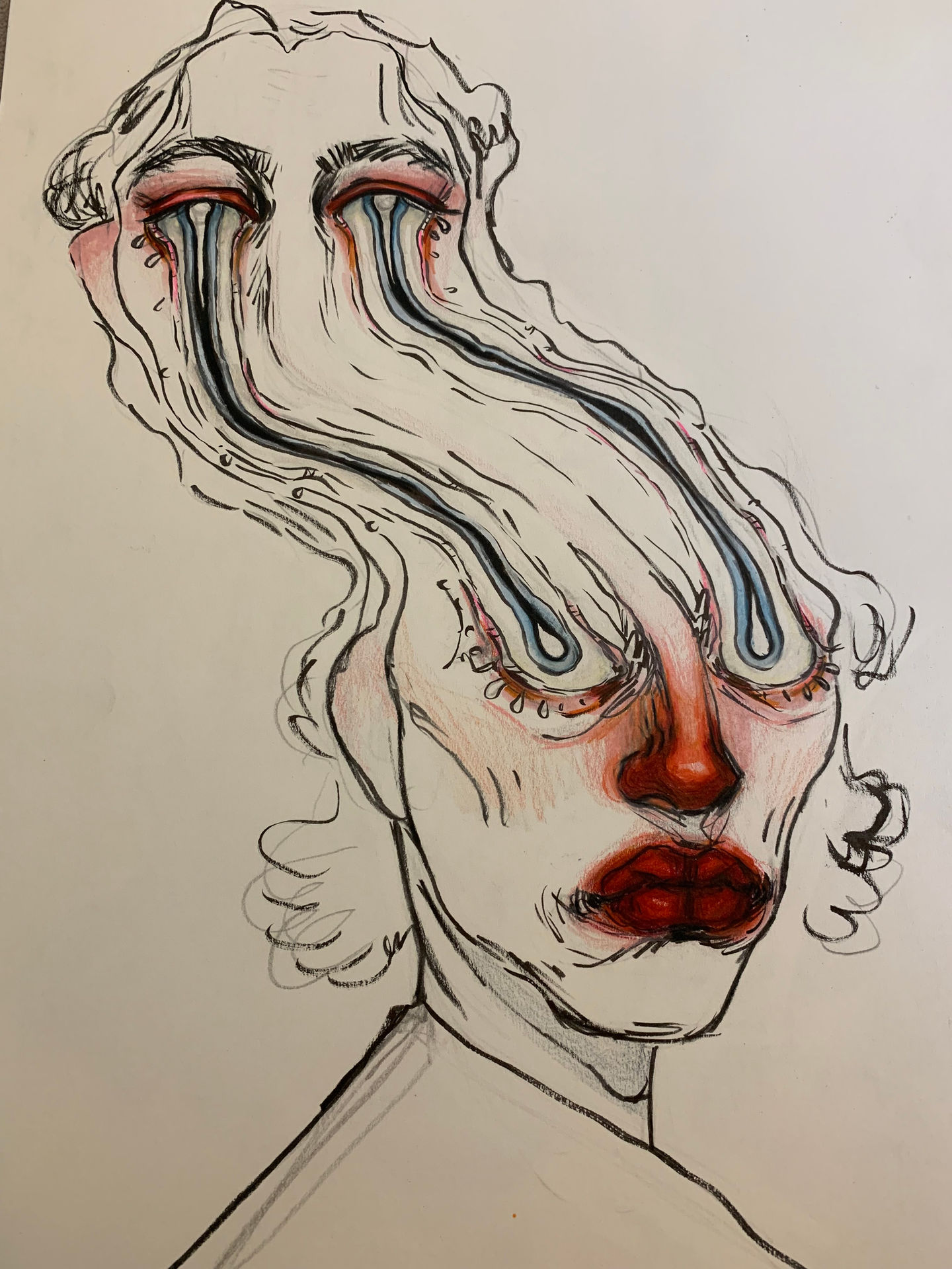 Sin titulo- Lápices de colores sobre papel, 30x40cm