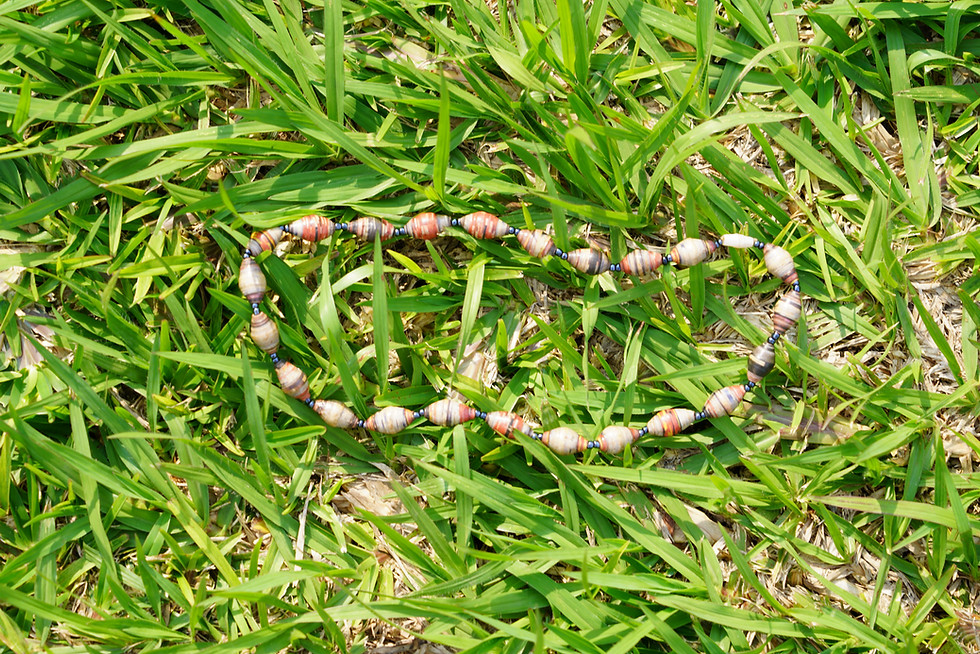 Thumbnail: Black beads and paper beaded necklace