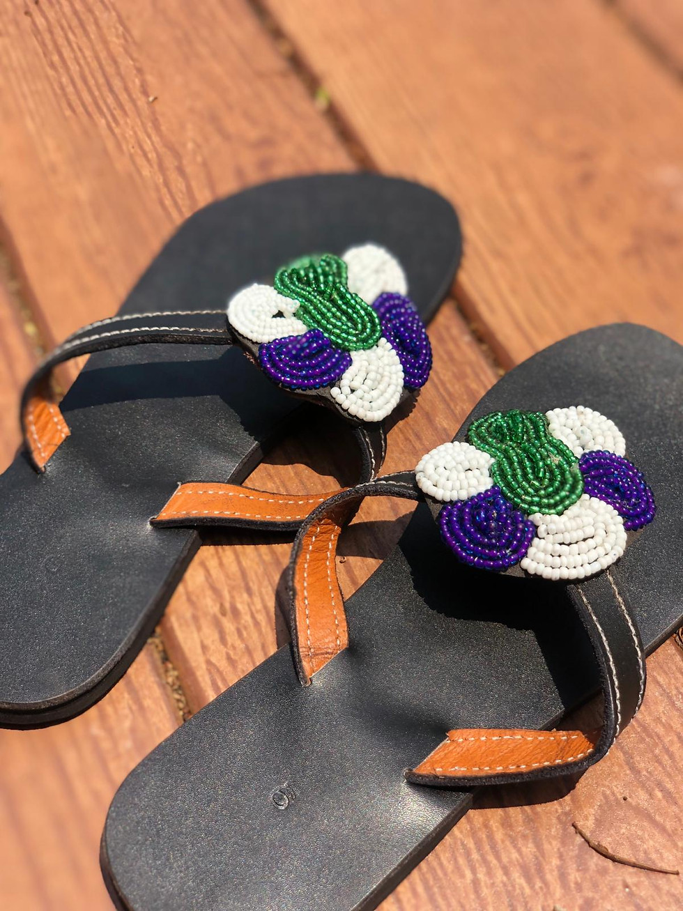 Thumbnail: Purple green & white sandals