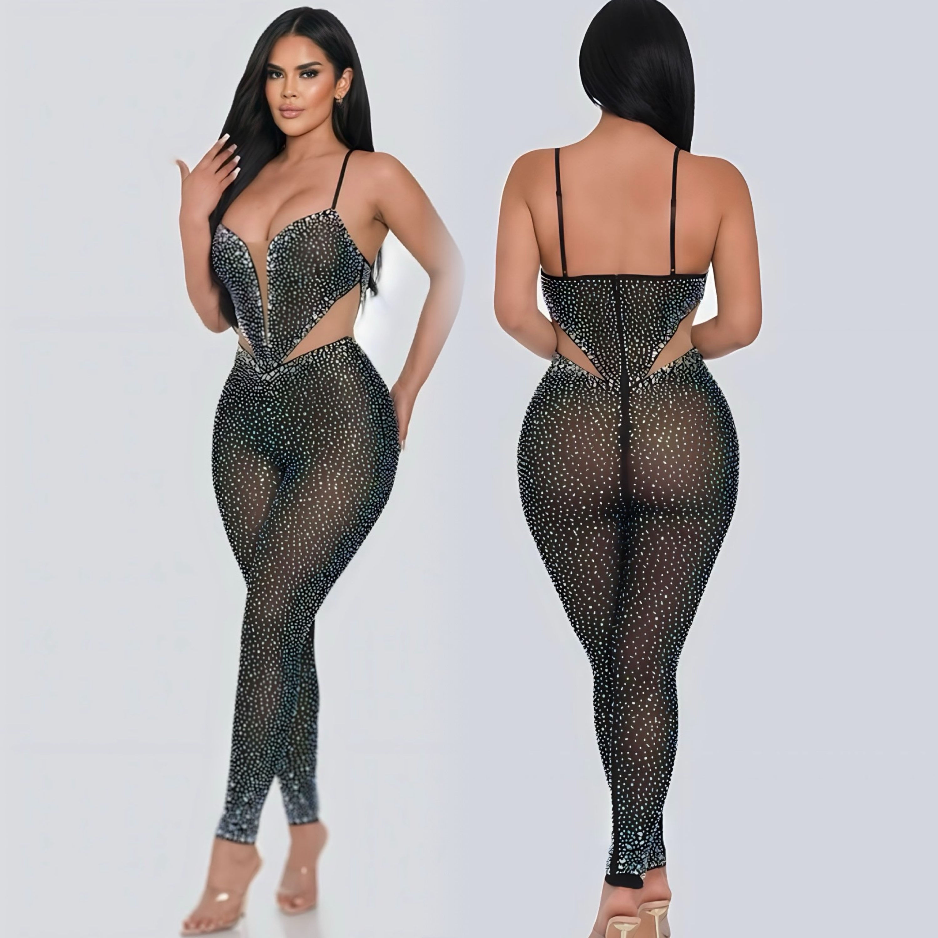 Diva of the night rhinestone jumpsuit 