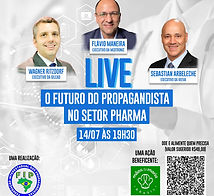 Flávio Maneira - Executivo da MEDTRONIC entrevista os dois profissionais renomados: Wagner Ritzdorf - Executivo da GILEAD e Sebastian Arbeleche - Executivo da VEEVA . O tema escolhido foi sobre "O Futuro do Propagandista no Setor Pharma".
A Live tem um objetivo maior, pois será uma ação beneficente em prol da Instituição Mãos de Maria. Participe, a doação é a partir do valor de um ticket.
Acesse www.youtube.com/channel/UCNmZgmKesfmd8jy4oEJTf7w