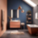 AI generated Terracotta & Blue Bathroom | DIONE Interiors | Vacation Rental Design & Decor | Afrofusion Interiors