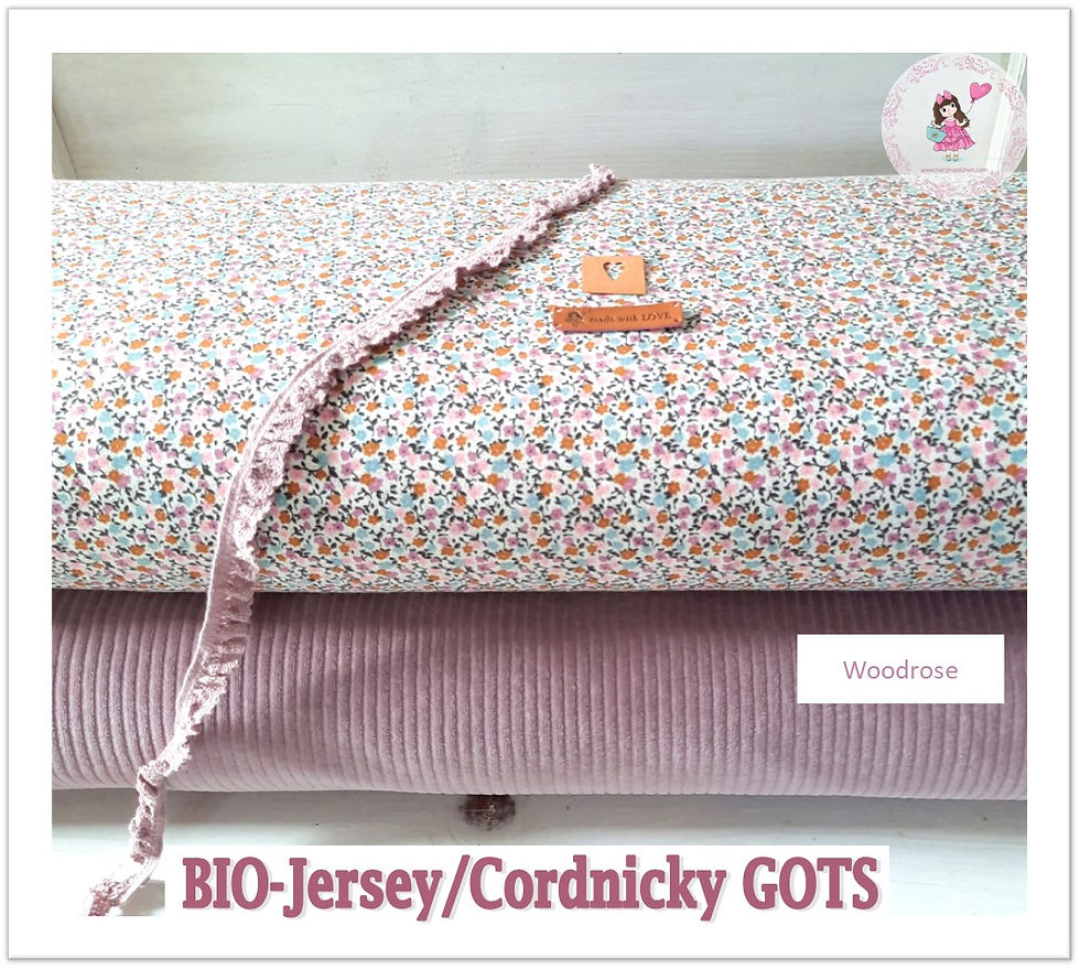 Miniaturbild: BIO-Jersey/Cordnicky GOTS DIY Stoffpaket mit Zubehör