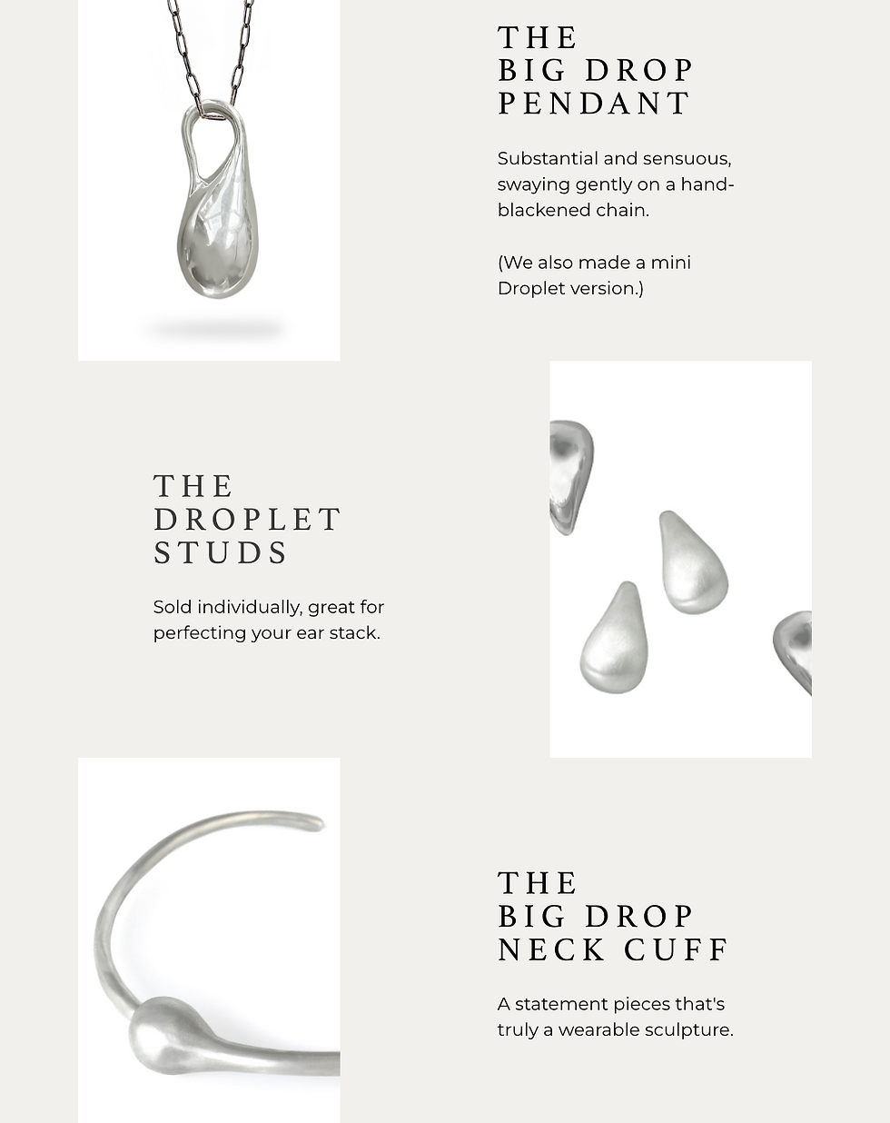 silver jewelry pieces in a collage with text