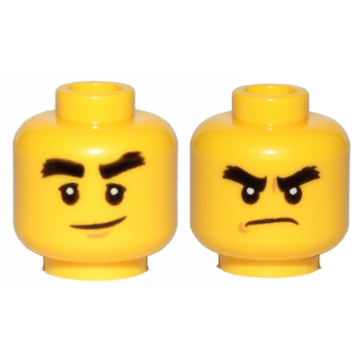 Head Dual Sided Black Bushy Eyebrows, Smile Angry Pattern