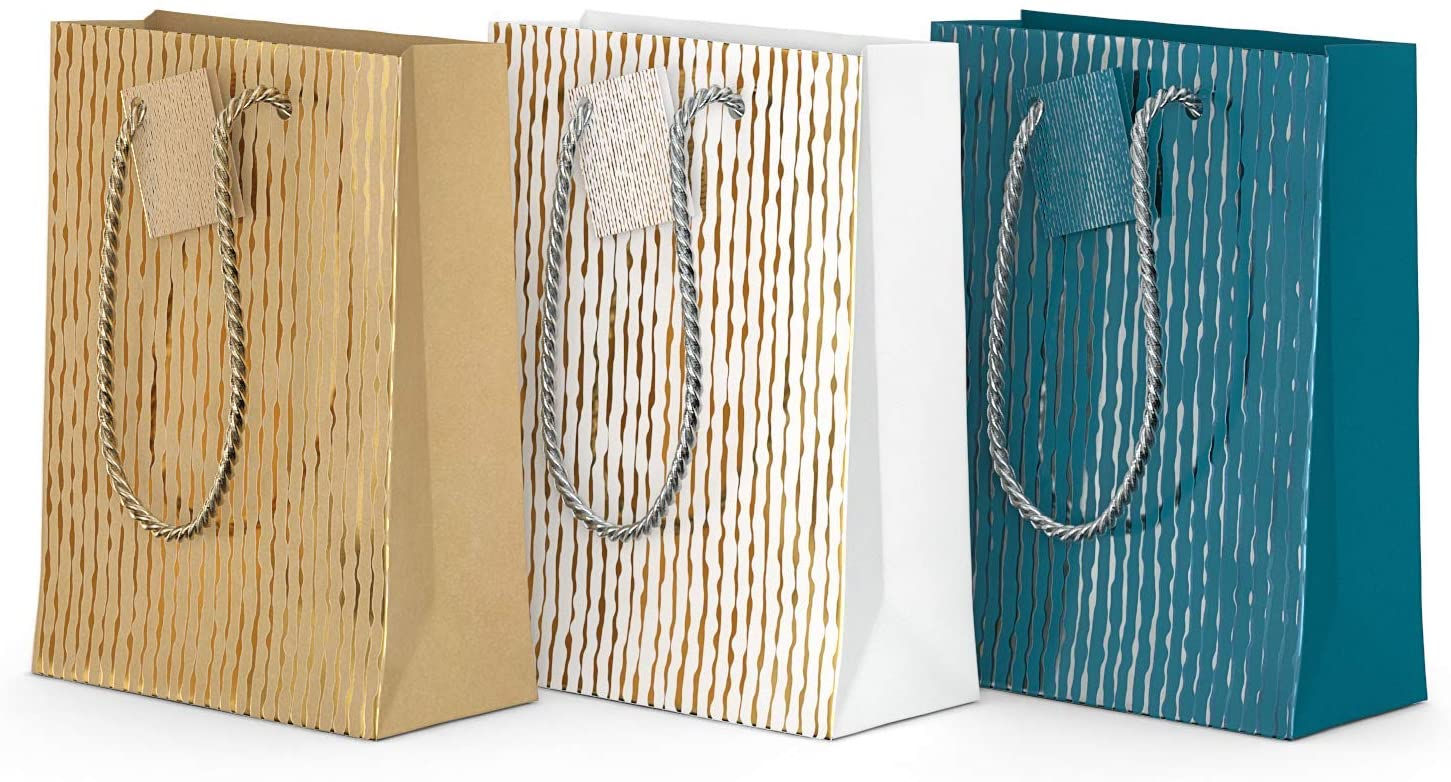 ARTEZA Gift Bags 9.5”x7”x3.4”, Set of 15pcs (3 Mixed Designs