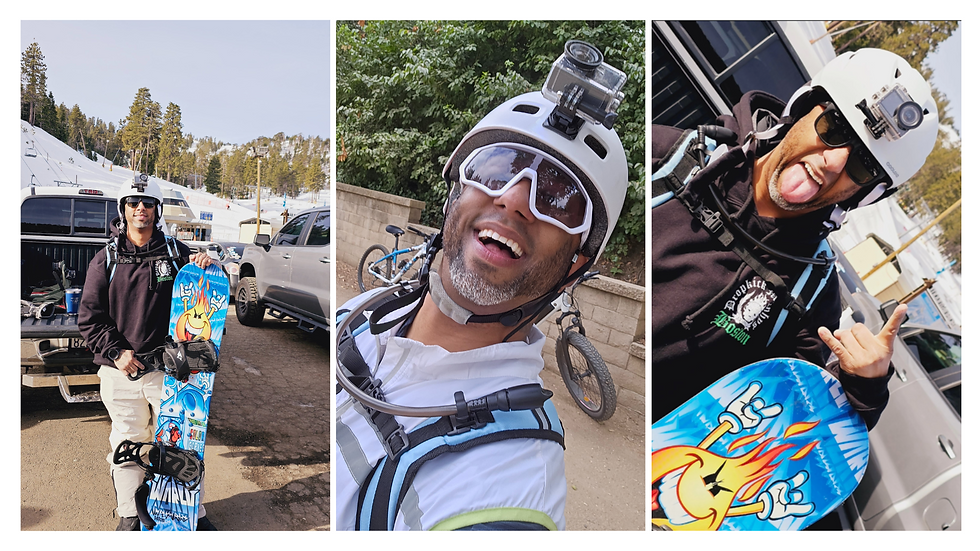 Snowboarding cyling balanced life