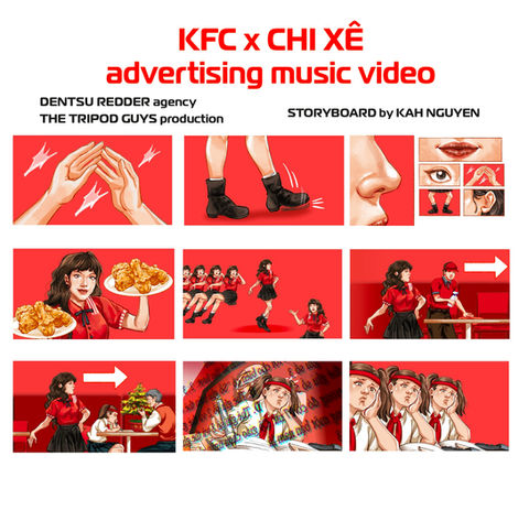 KFC x CHI XÊ Music Video storyboards - THE TRIPOD GUYS production house