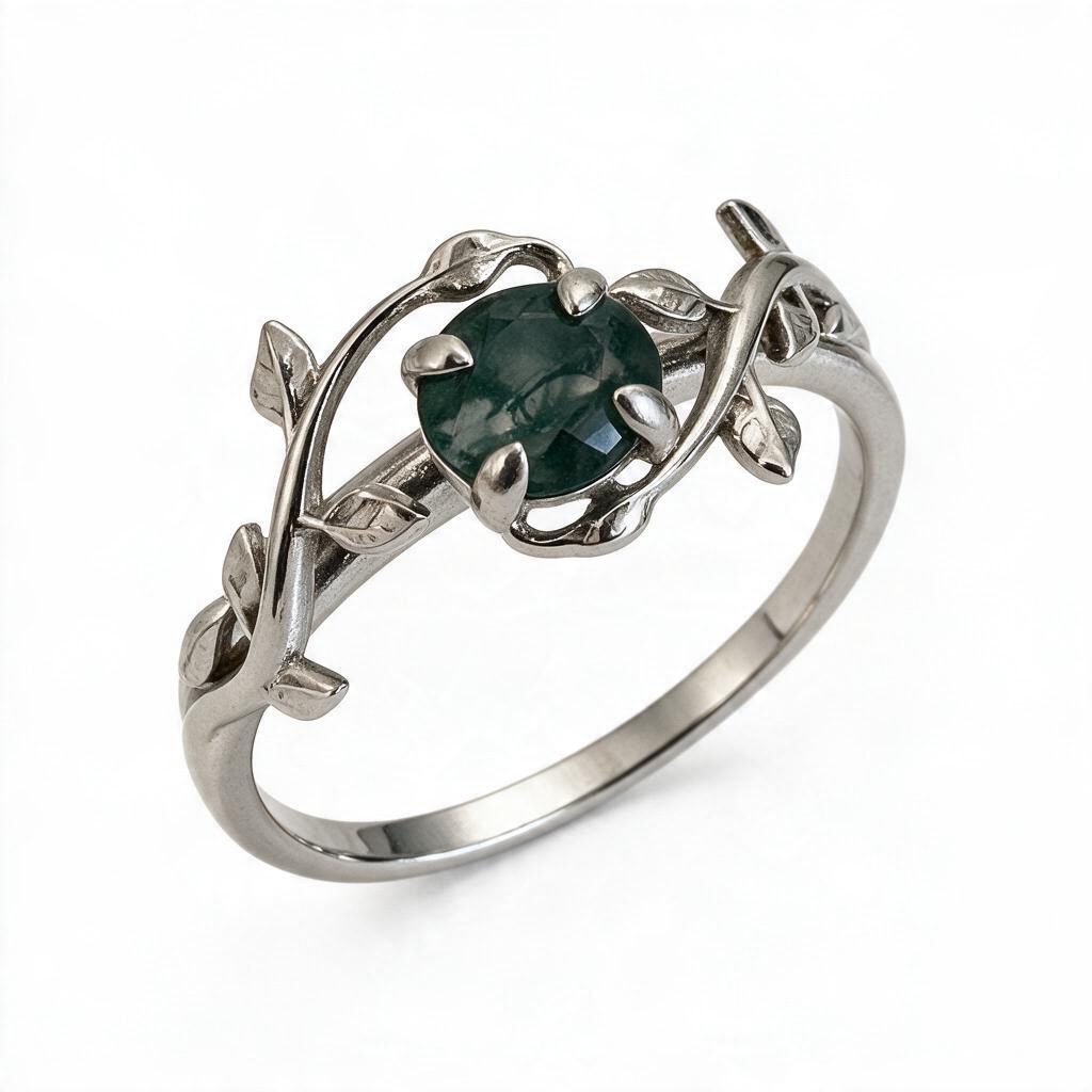 Enchanted Garden Green Sea Moss Ring