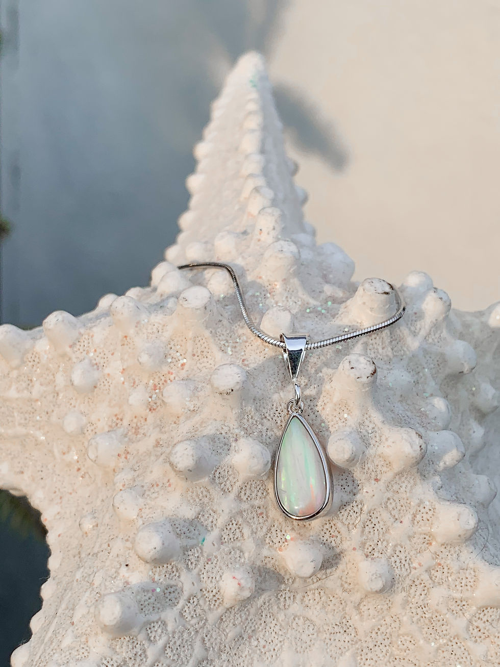 Thumbnail: White Opal Sterling Silver Necklace