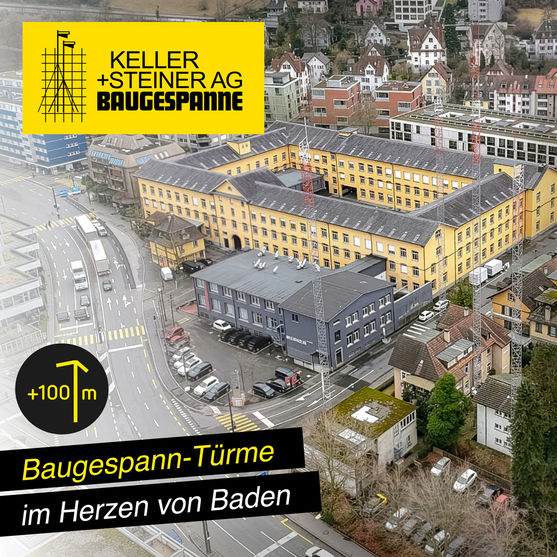 Erfolgreiche Montage anspruchsvoller Baugespann-Türme im Herzen von Baden
