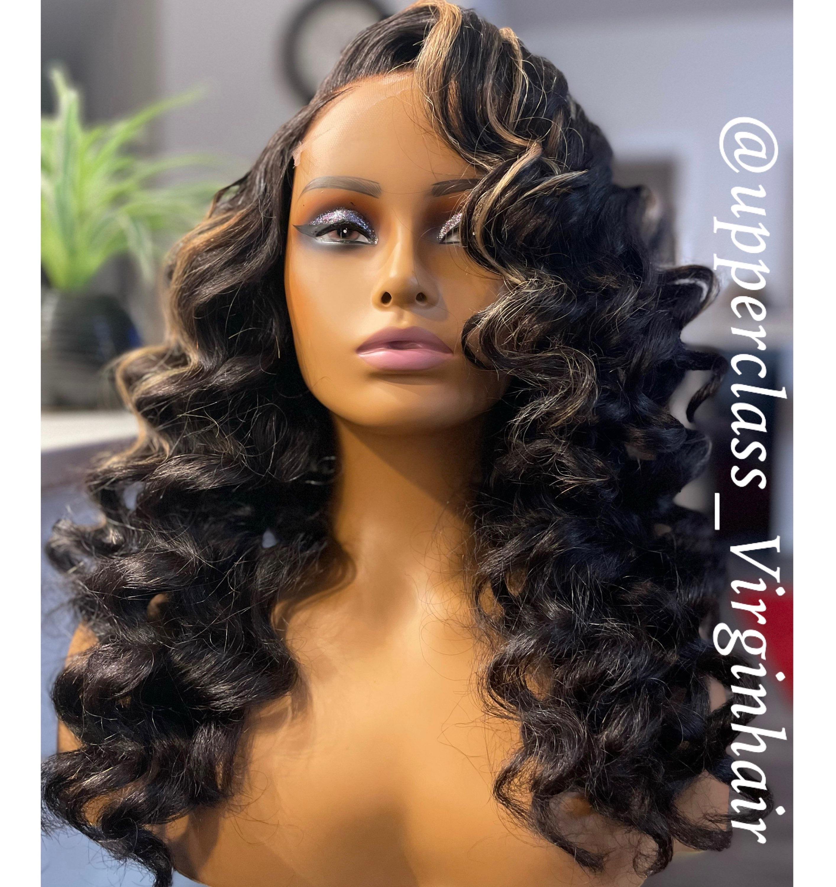 Unit #184 ( 22” raw wavy curly w/ highlights glueless unit  ) 