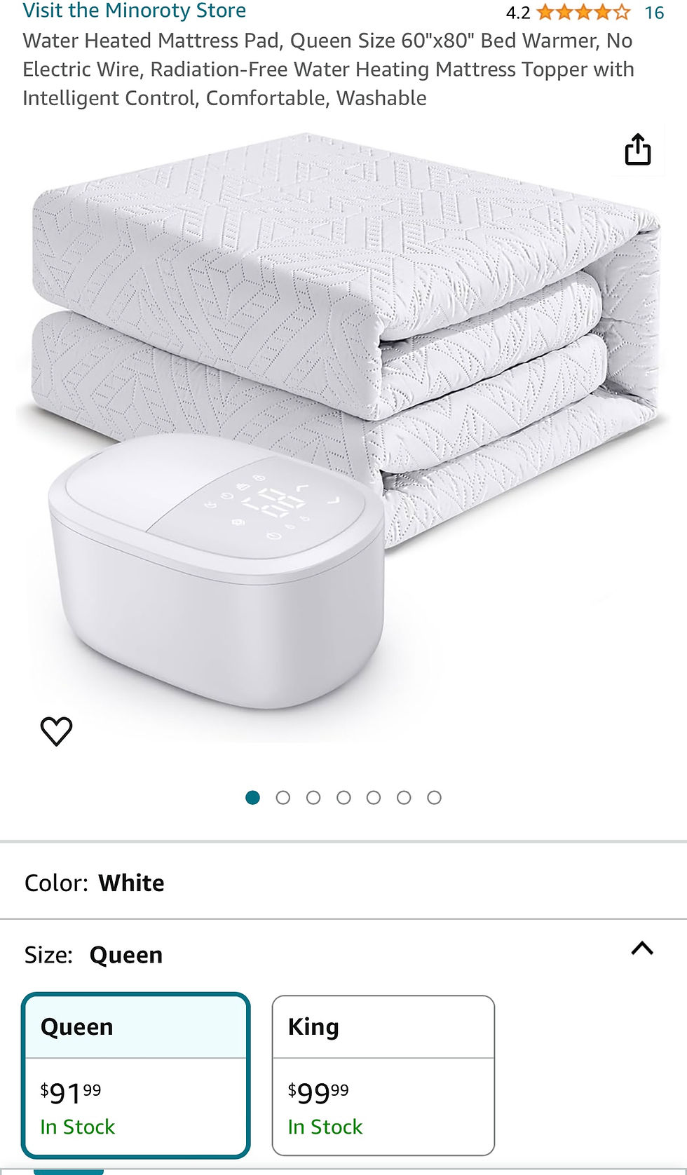 Water Heated Mattress Pad, Queen Size 60"x80" Bed Warmer, No Electric Wire, Radi