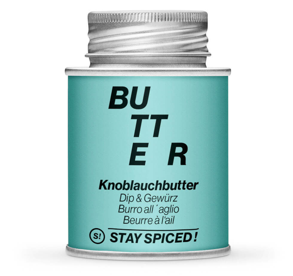 Knoblauchbutter - Dip & Streugewürz von STAY SPICED ! kaufen, 170ml Schraubdose, chefkoch-gewuerze