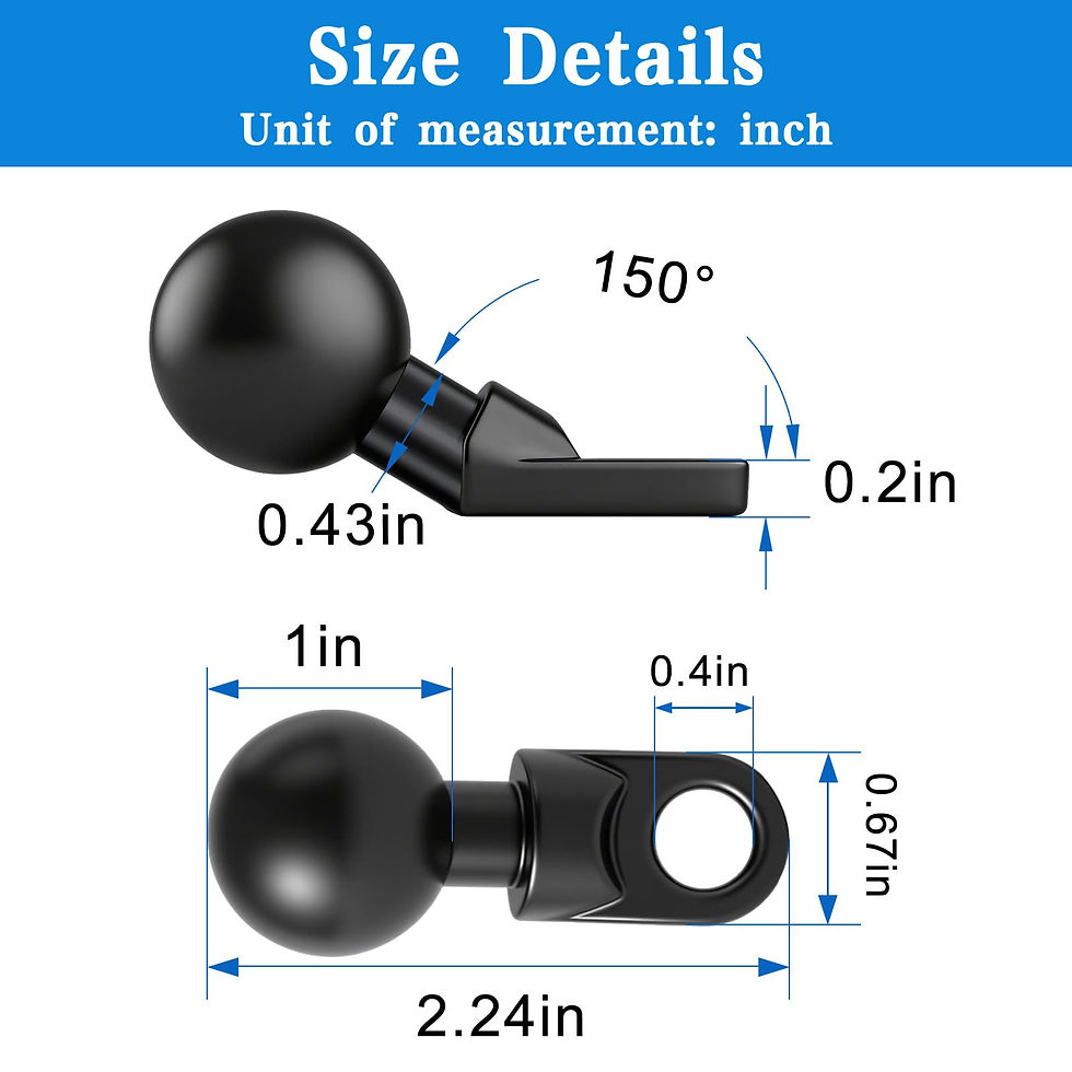 Thumbnail: 2 Pack Angled Bolt Head Adapter Ball Base with 1" Ball and 10mm Mounting Hole...