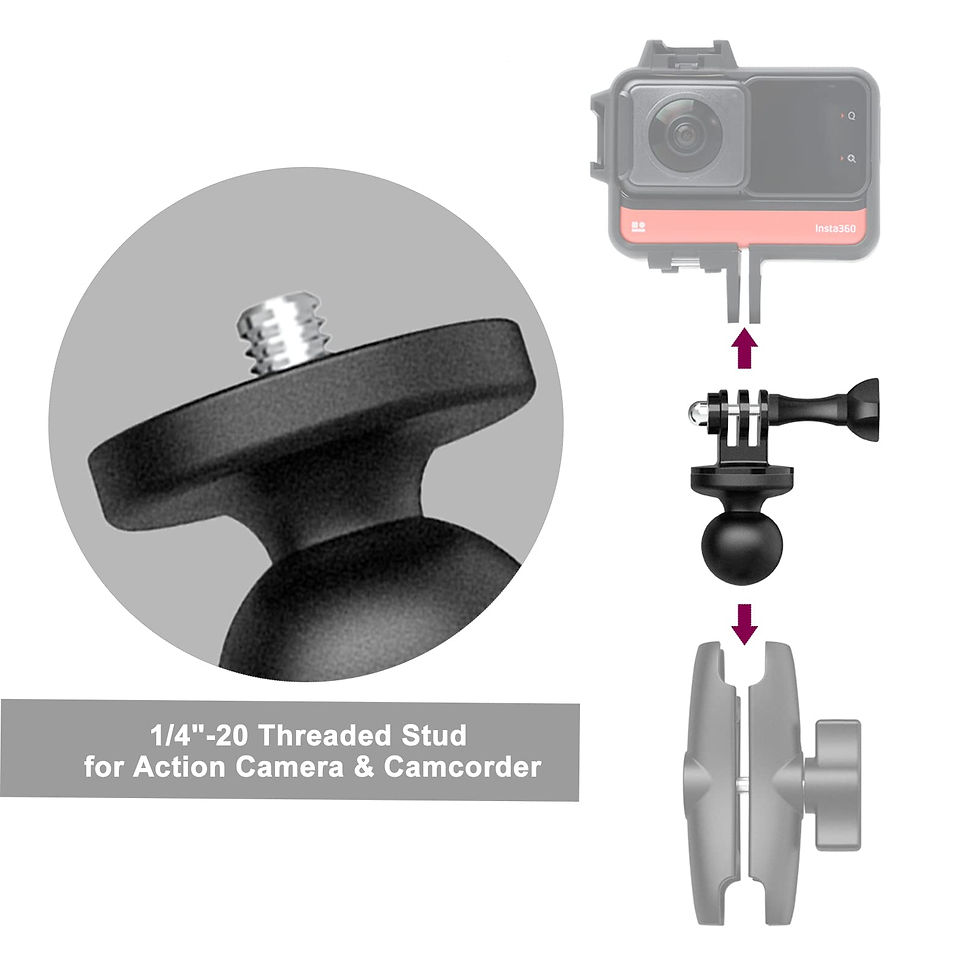 Thumbnail: 1" Ball Mount Adapter for Insta360 One X2, X, One R, RS, GO 2, GoPro Hero, Co...