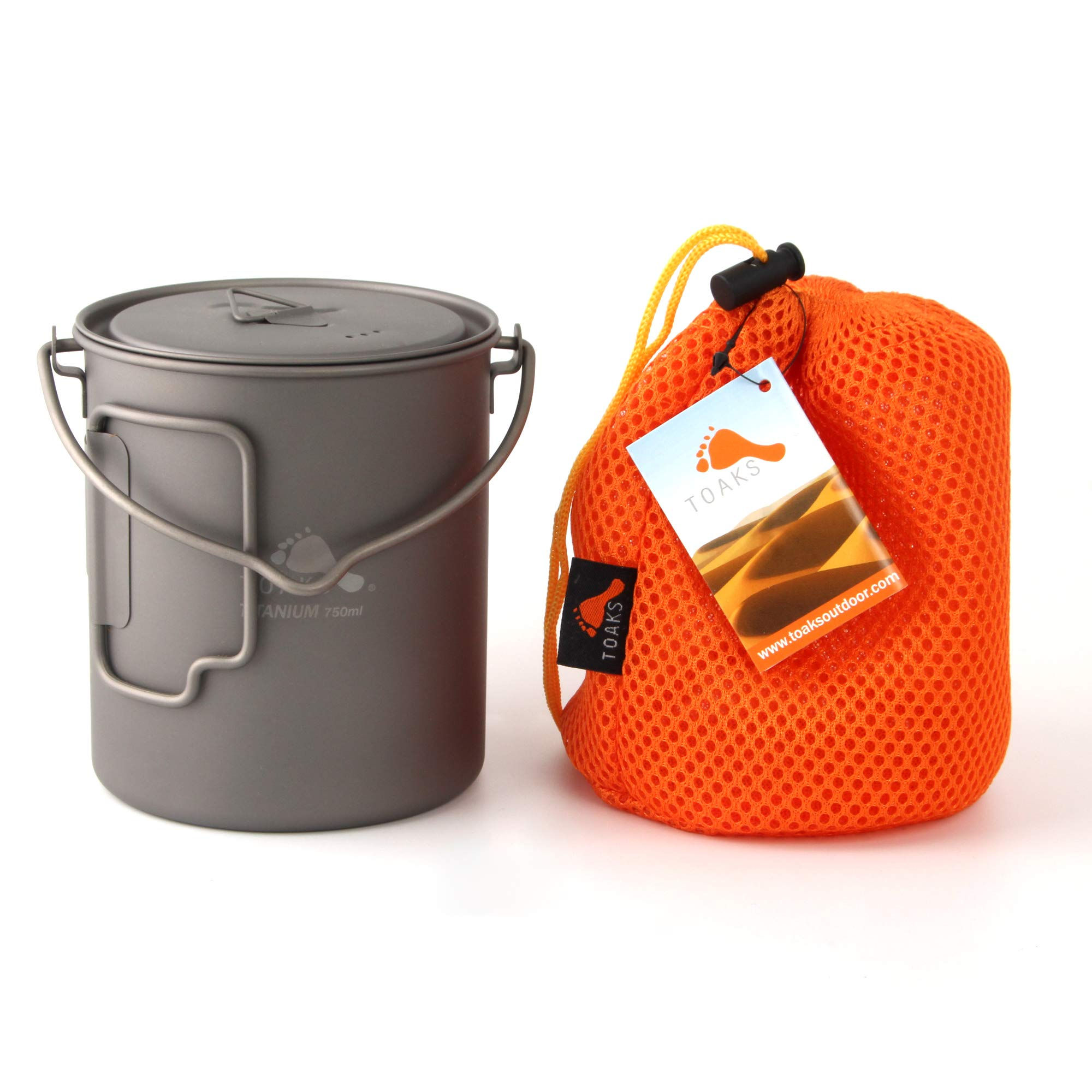 TOAKS Titanium 750ml Pot with Bail Handle for Ultralight Camping, Backpacking...