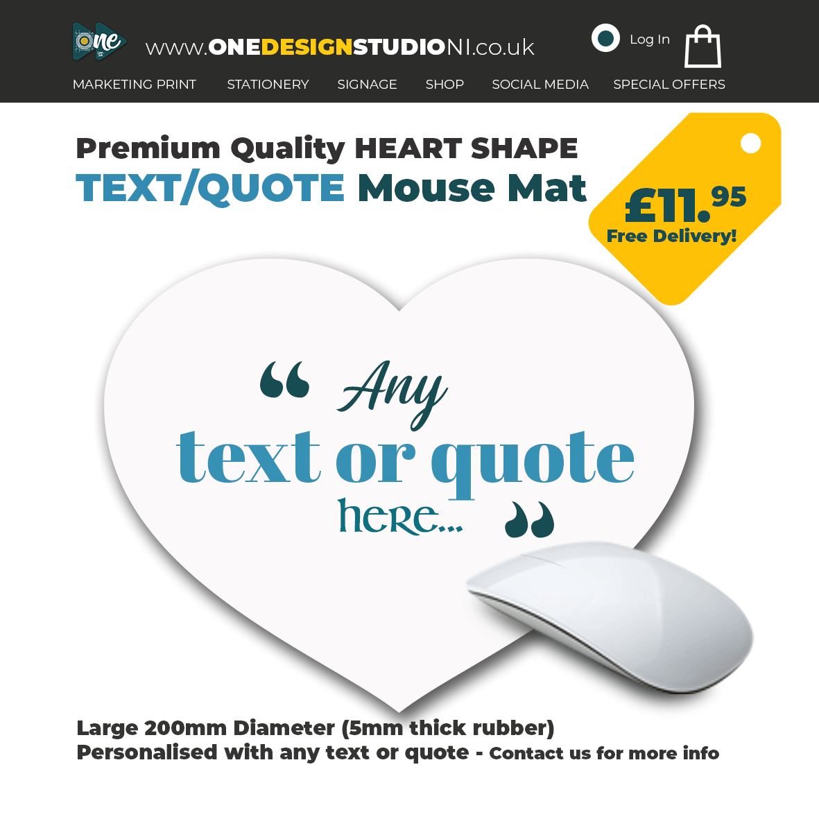 Heart Shape Text Mouse Mat