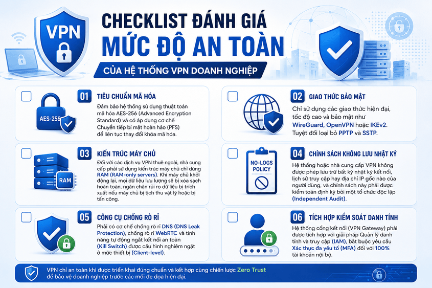 checlist đánh giá mức độ an toàn VPN doanh nghiệp