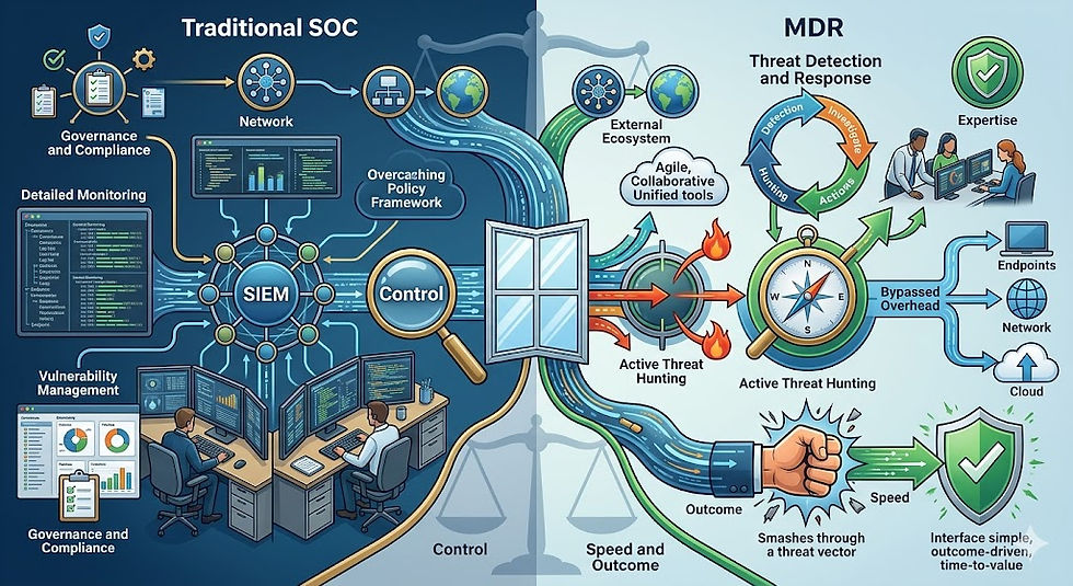 The three most easily recognizable differences between SOC and MDR.