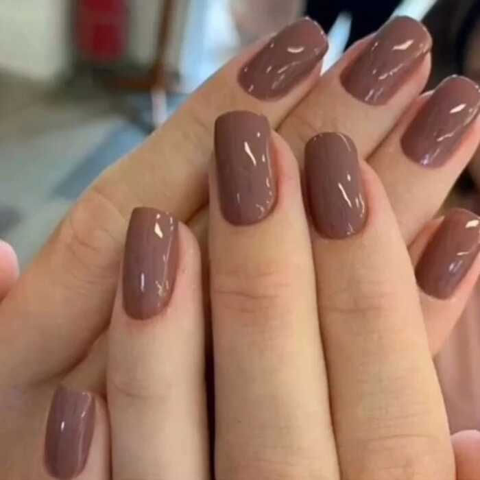 Emqueen Brown Classic Artificial Nails Set with Polished Look