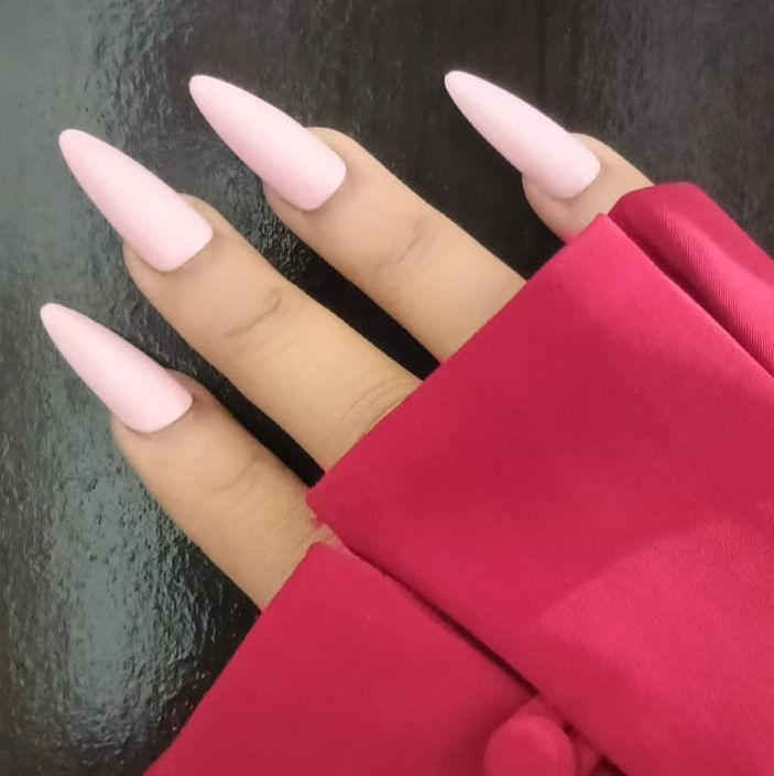 Emqueen Baby Pink Long Press-On Nails
