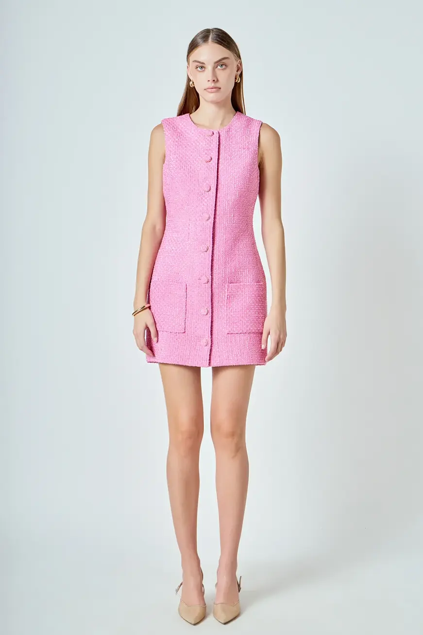 button front mini dress