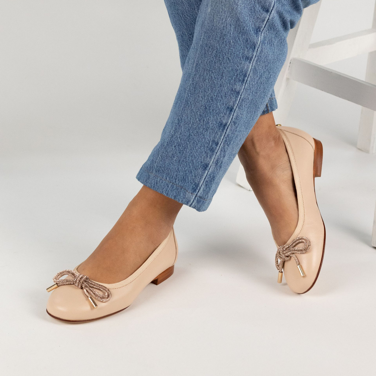 nude leather ballet flats