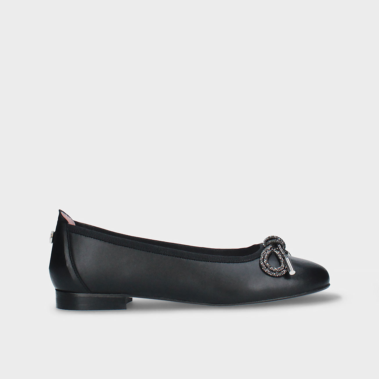 black leather ballet flats
