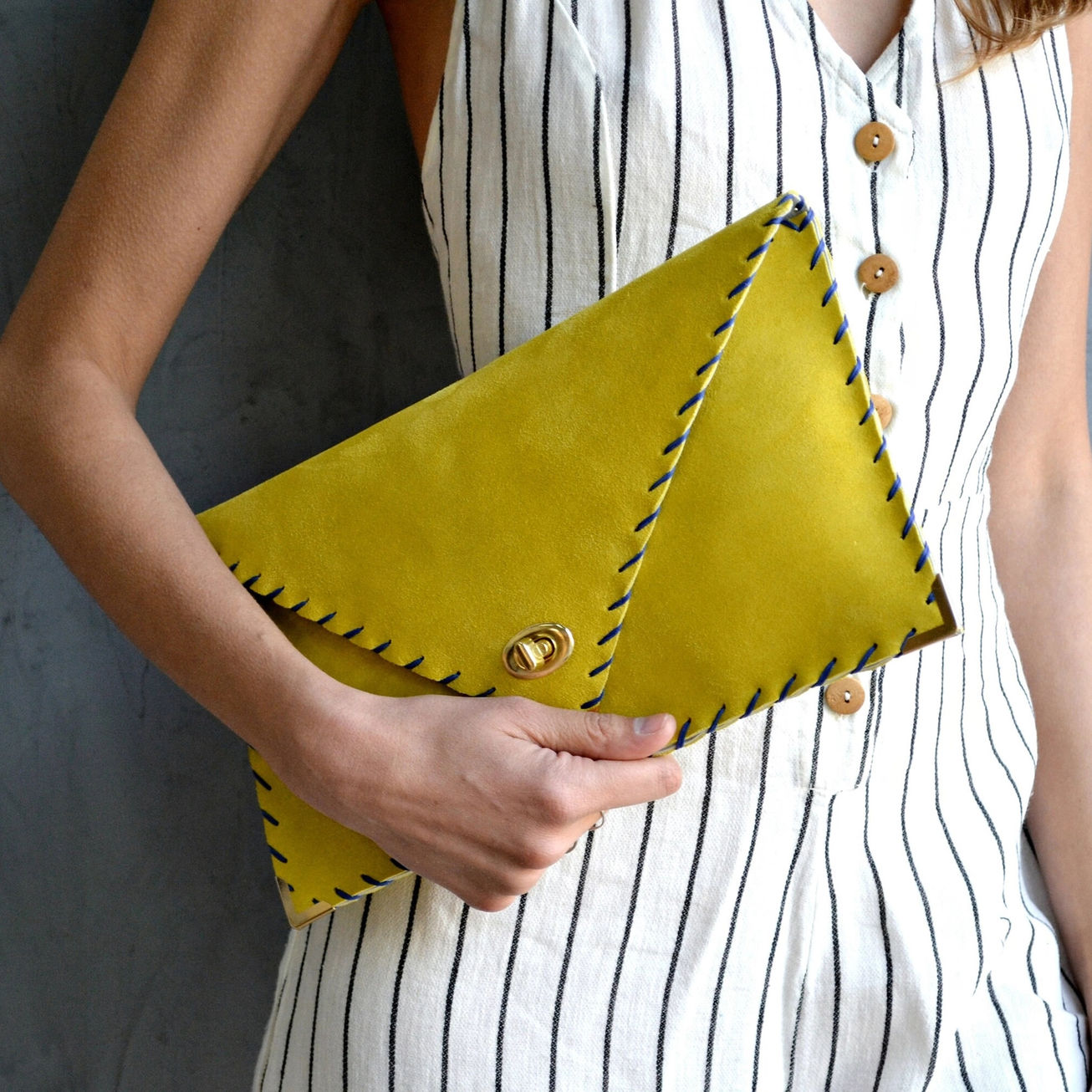 handmade leather clutch