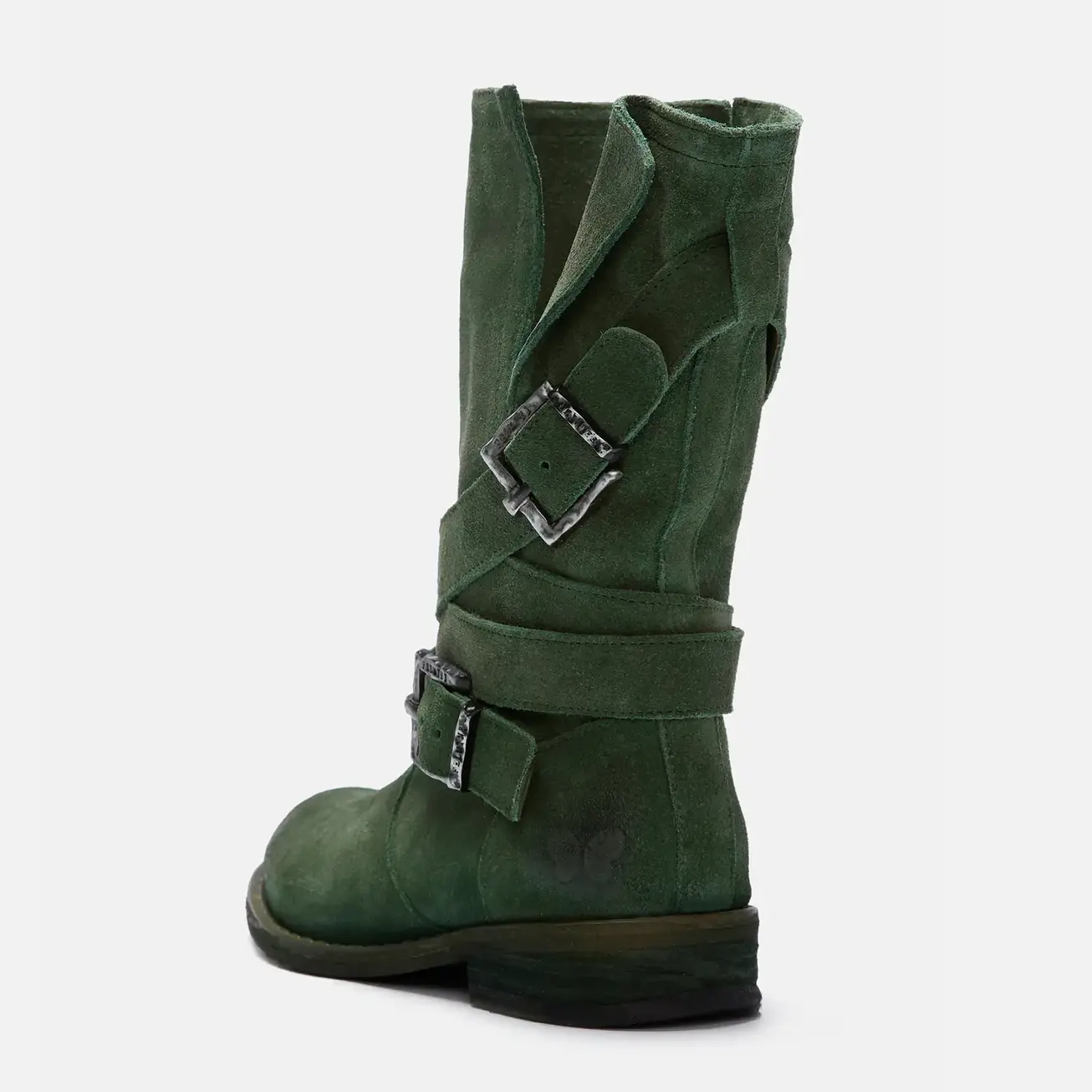 green suede biker boots