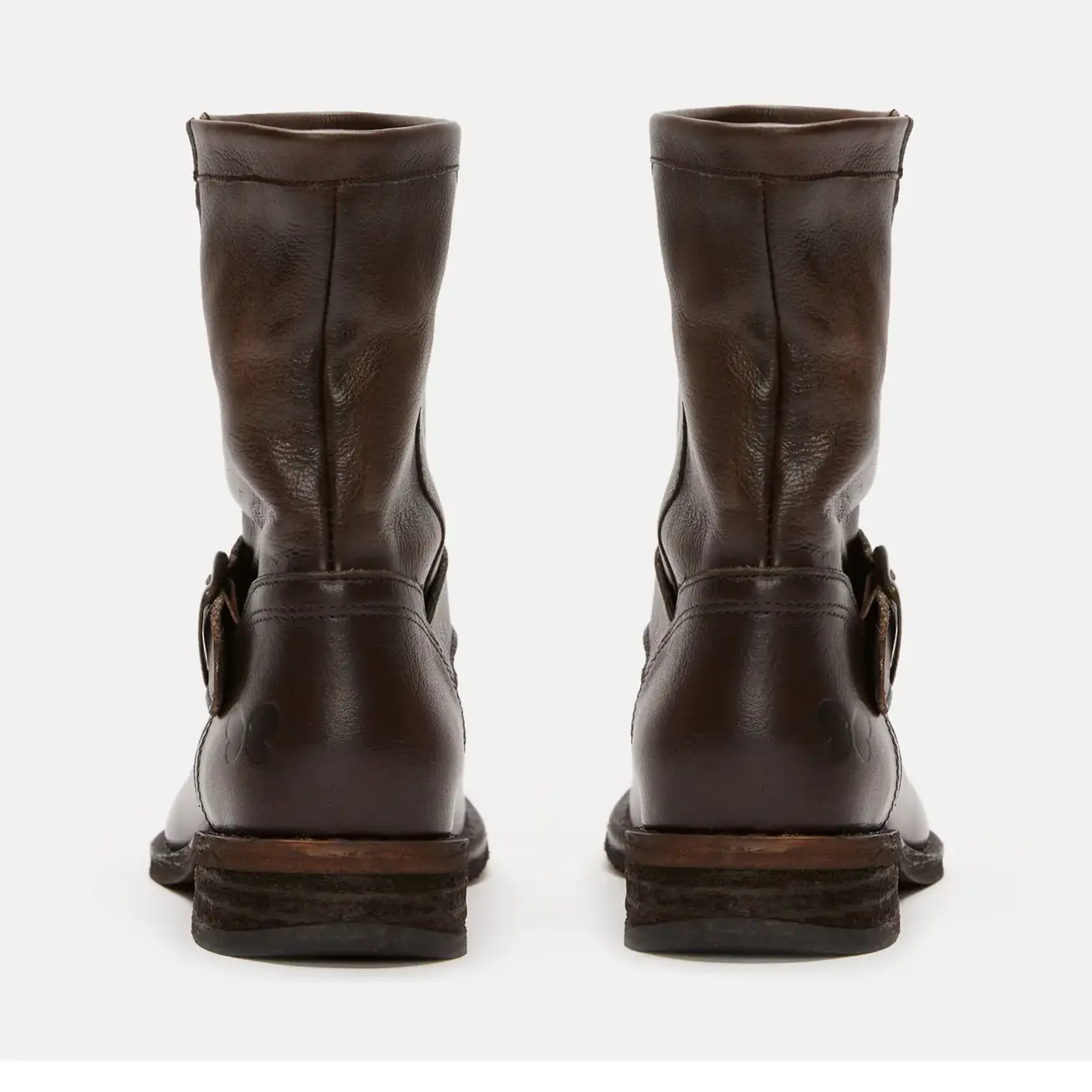 washed leather biker boots