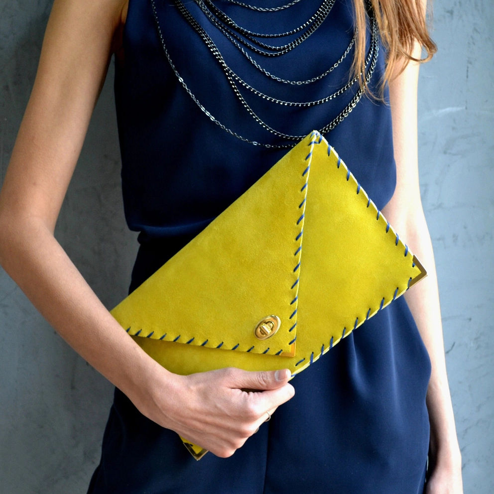 handmade leather clutch