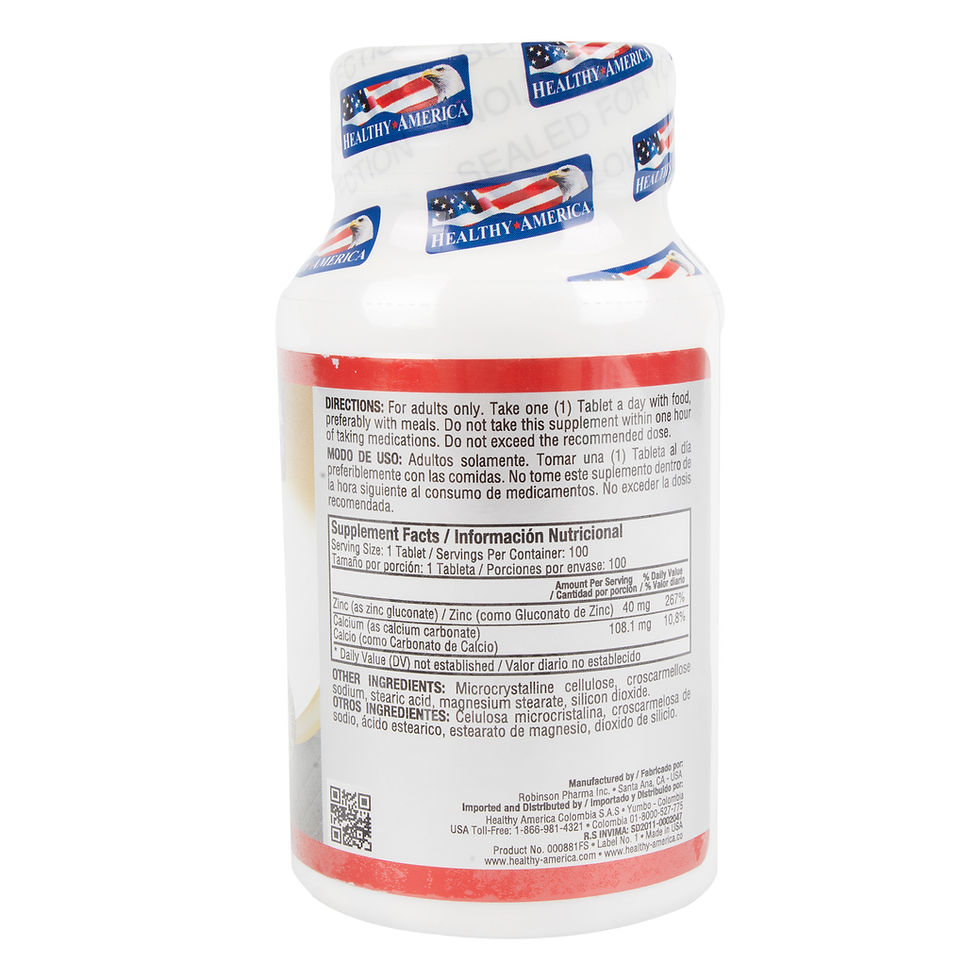 Miniatura: CHELATED ZINC 40 MG 100 TABLETAS